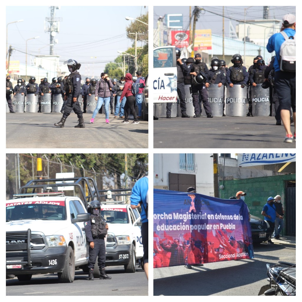 Granaderos bloquean marcha de maestros antorchistas   