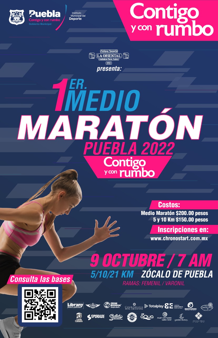 Anuncian Primer Medio.Maratón en Puebla, para el 9 de octubre