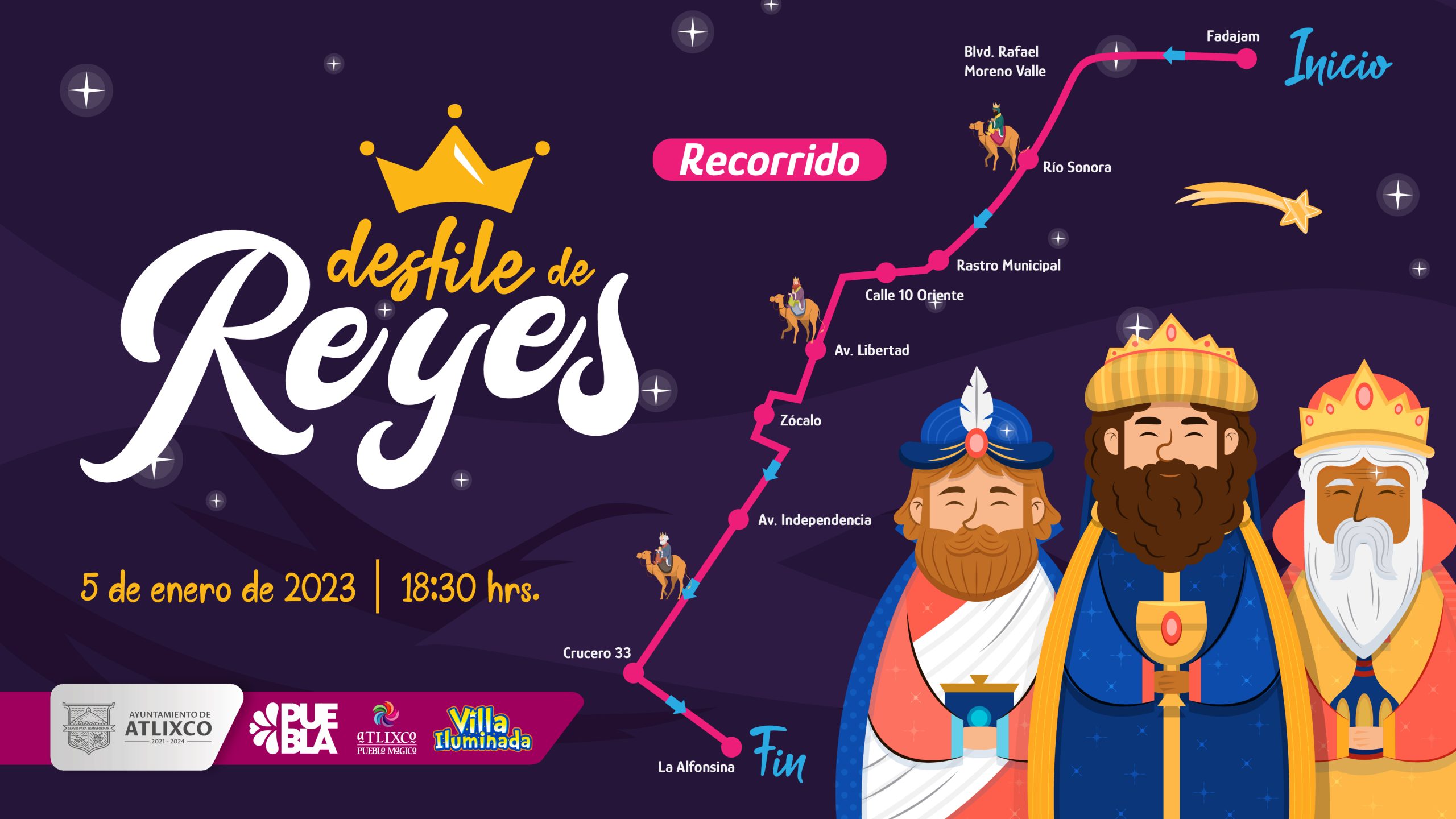 El 5 de enero llegan los Reyes Magos al pueblo mágico de Atlixco