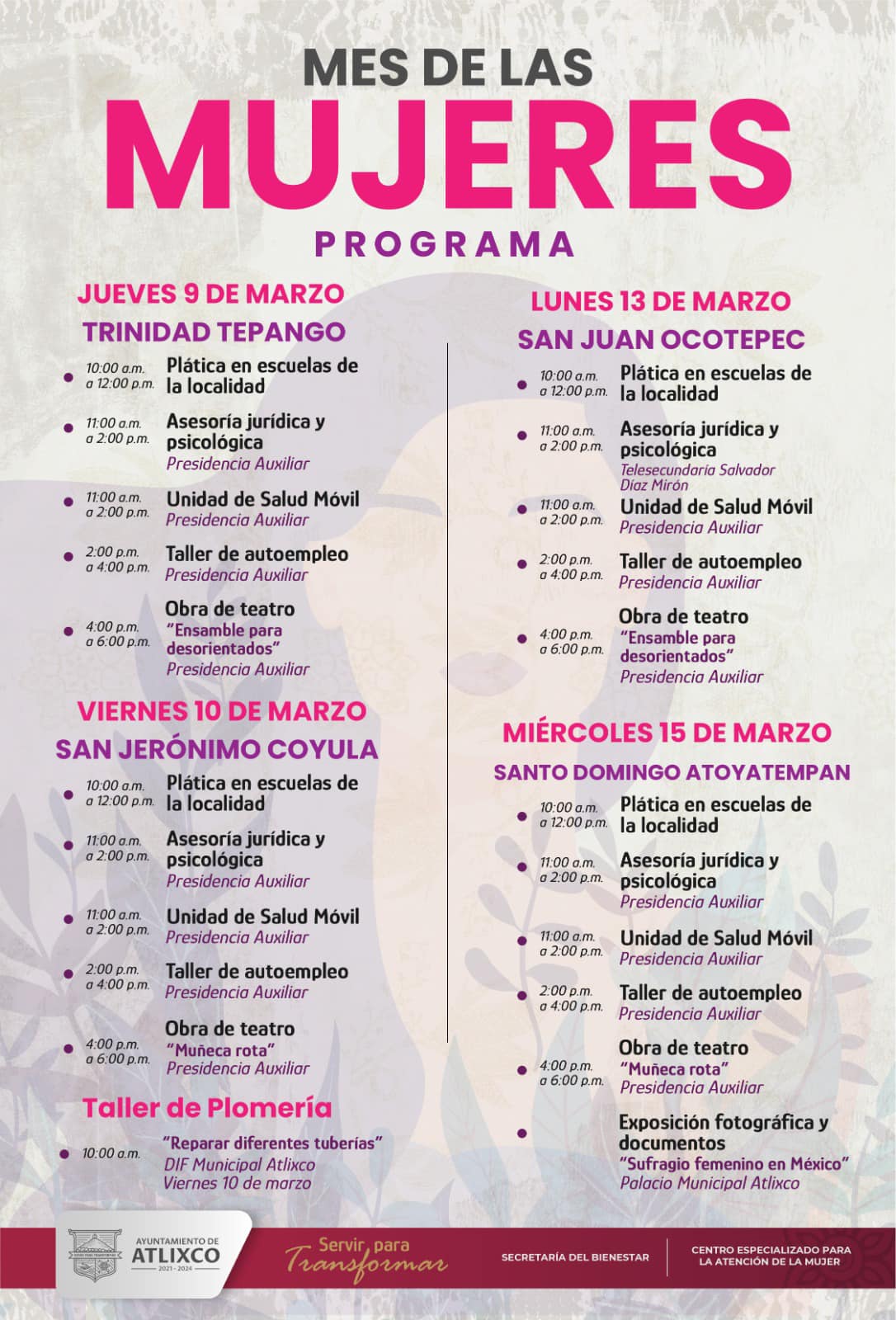 Ariadna Ayala invita a participar en las diversas actividades por el mes de la Mujeres en Atlixco