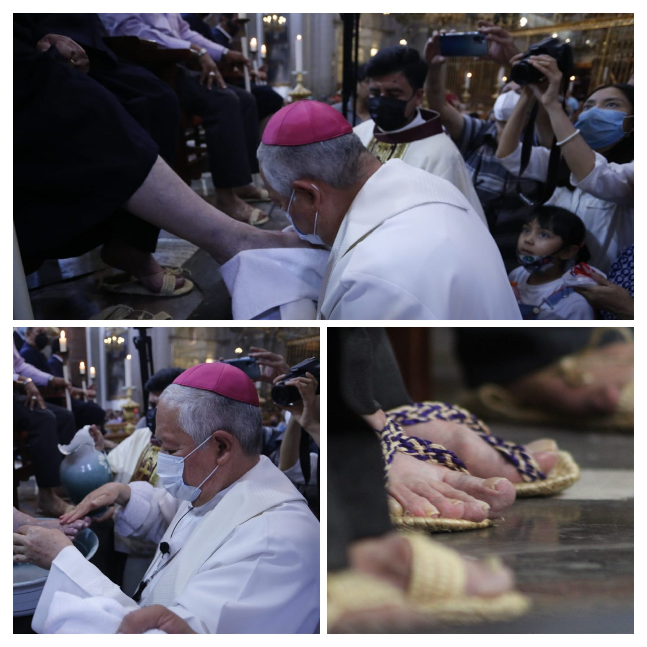 El Arzobispo de Puebla celebró el jueves Santo y realizó el lavatorio de los pies