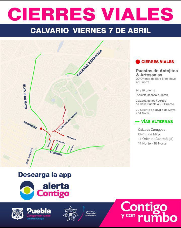 Consulta aquí los cierres viales en la ciudad de Puebla por la procesión de Viernes Santo