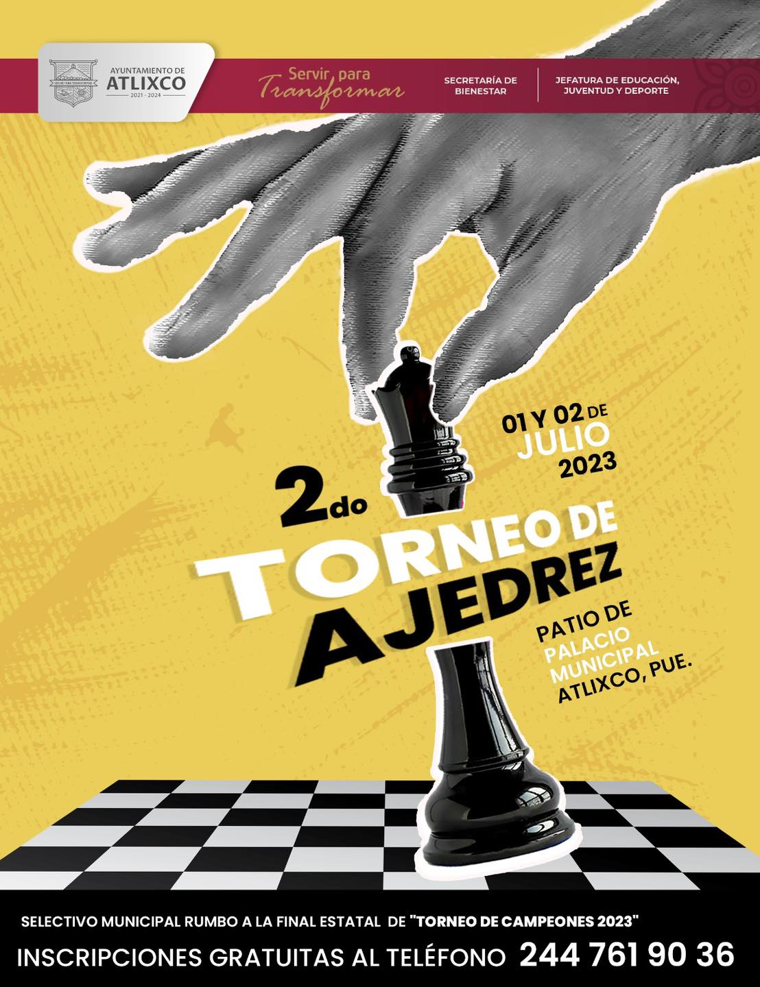 Gobierno de Atlixco invita a participar en el Segundo Torneo de Ajedrez 2023