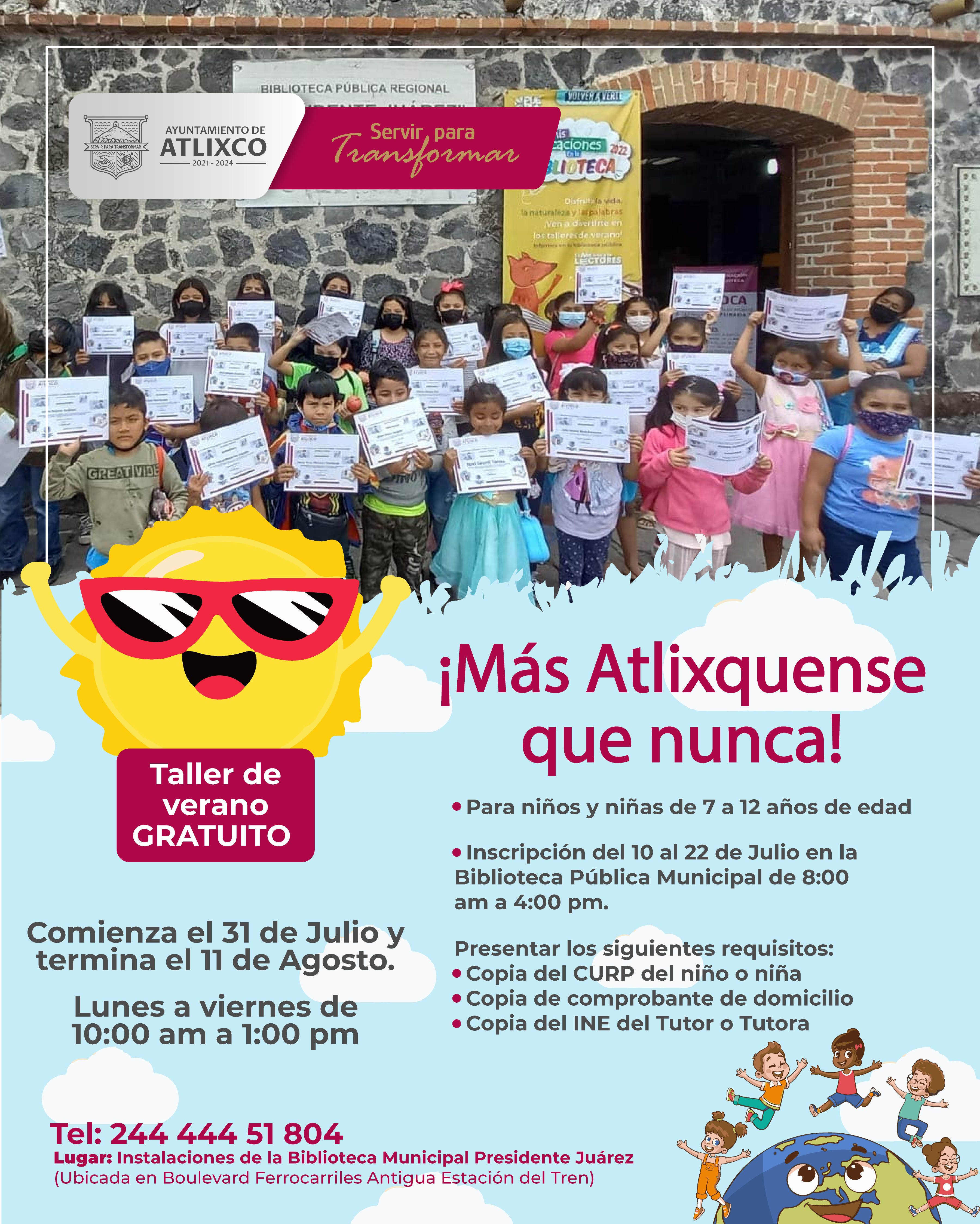 Gobierno de Atlixco invita al taller de Verano gratuito: ¡Más atlixquense que nunca!