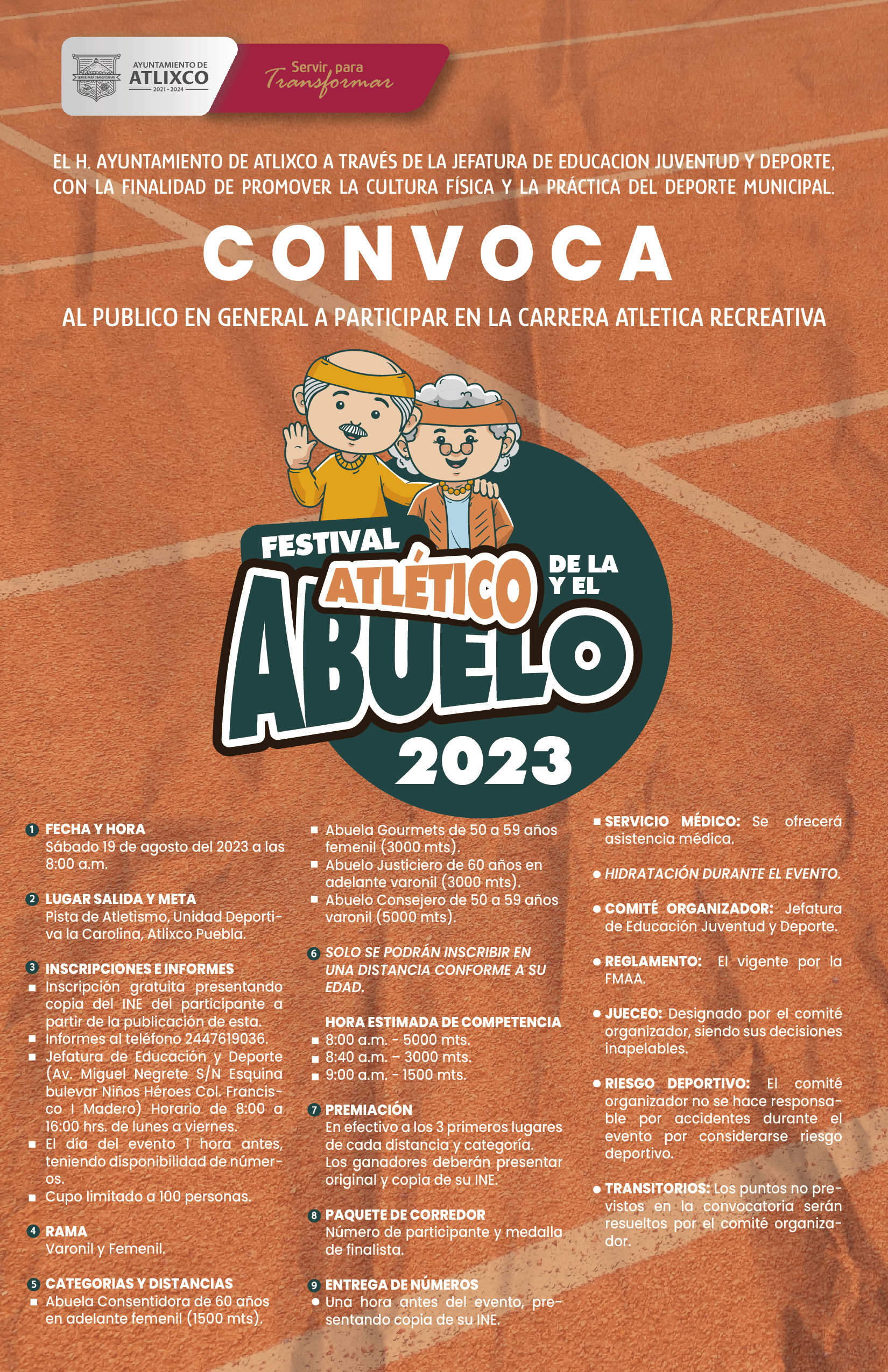 Gobierno de Atlixco invita al Festival Atlético de la y el Abuelo