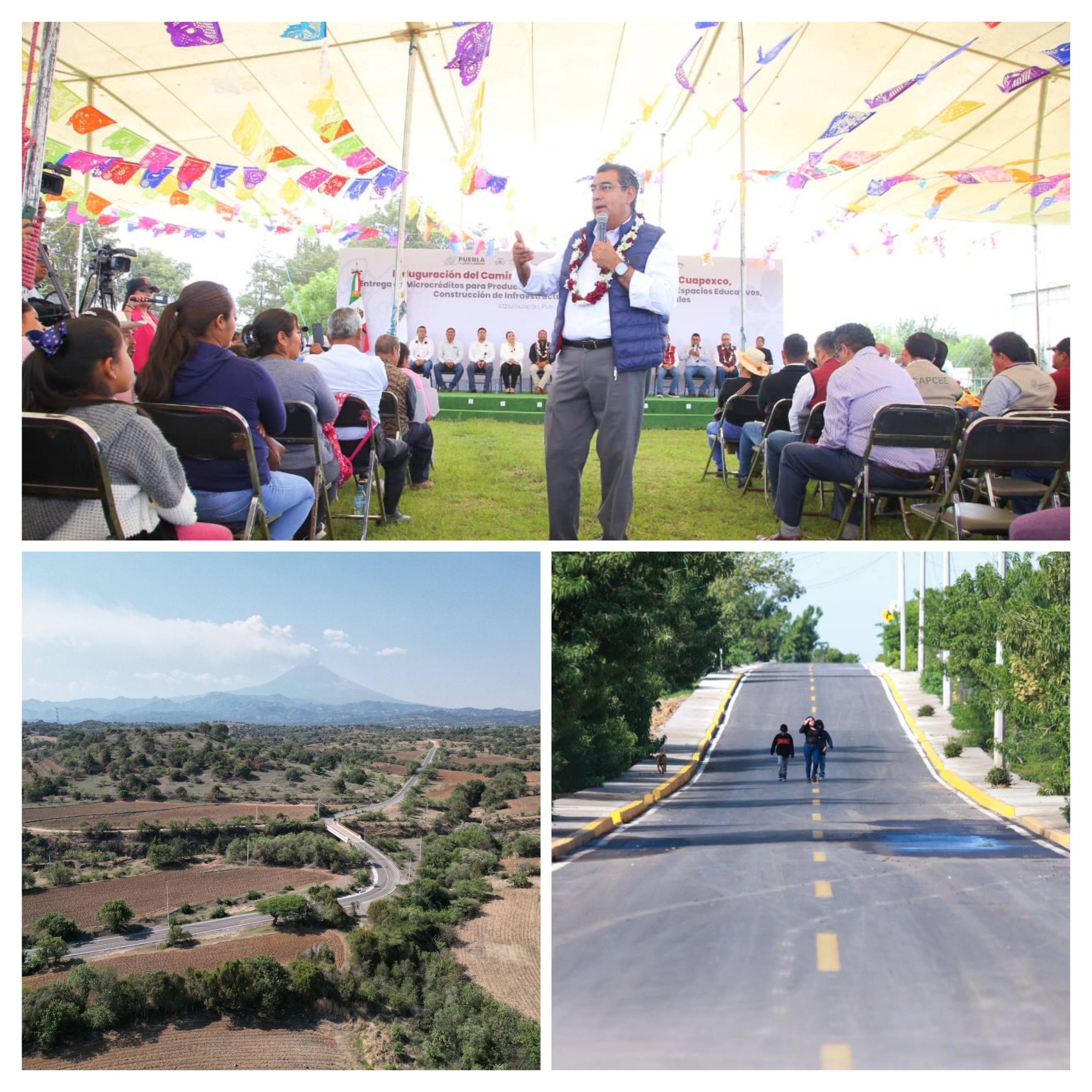 Inaugura Sergio Salomón la pavimentación del camino San Juan Amecac-San Felipe Cuapexco