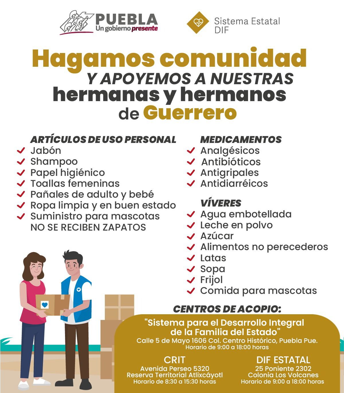 Habilita SEDIF 3 centros de acopio para damnificados por huracán “Otis” en Guerrero