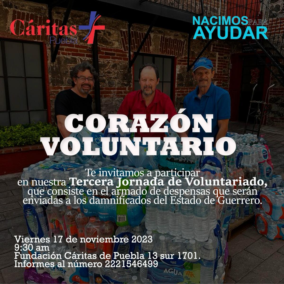 Cáritas Puebla necesita muchas manos y corazones para este viernes