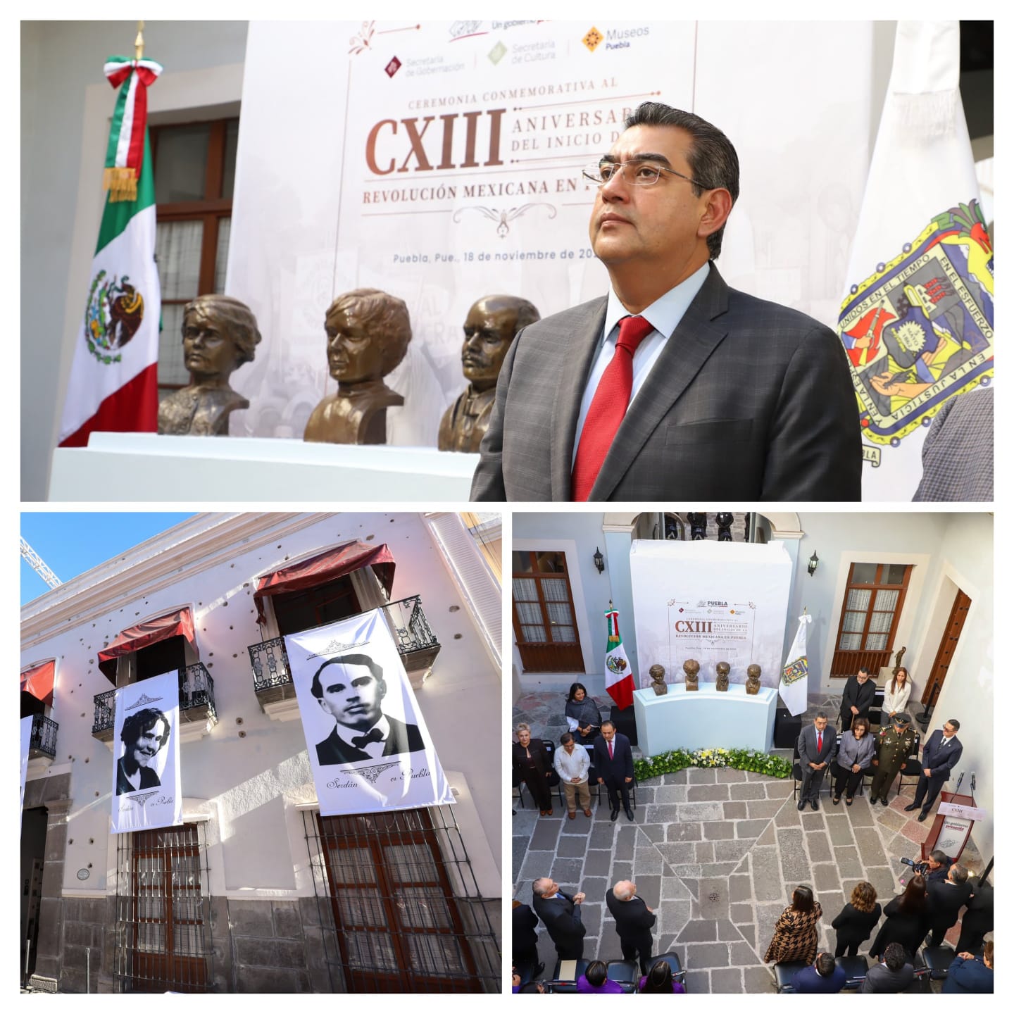 Sergio Salomón presidió ceremonia del 113 aniversario de la Revolución Mexicana