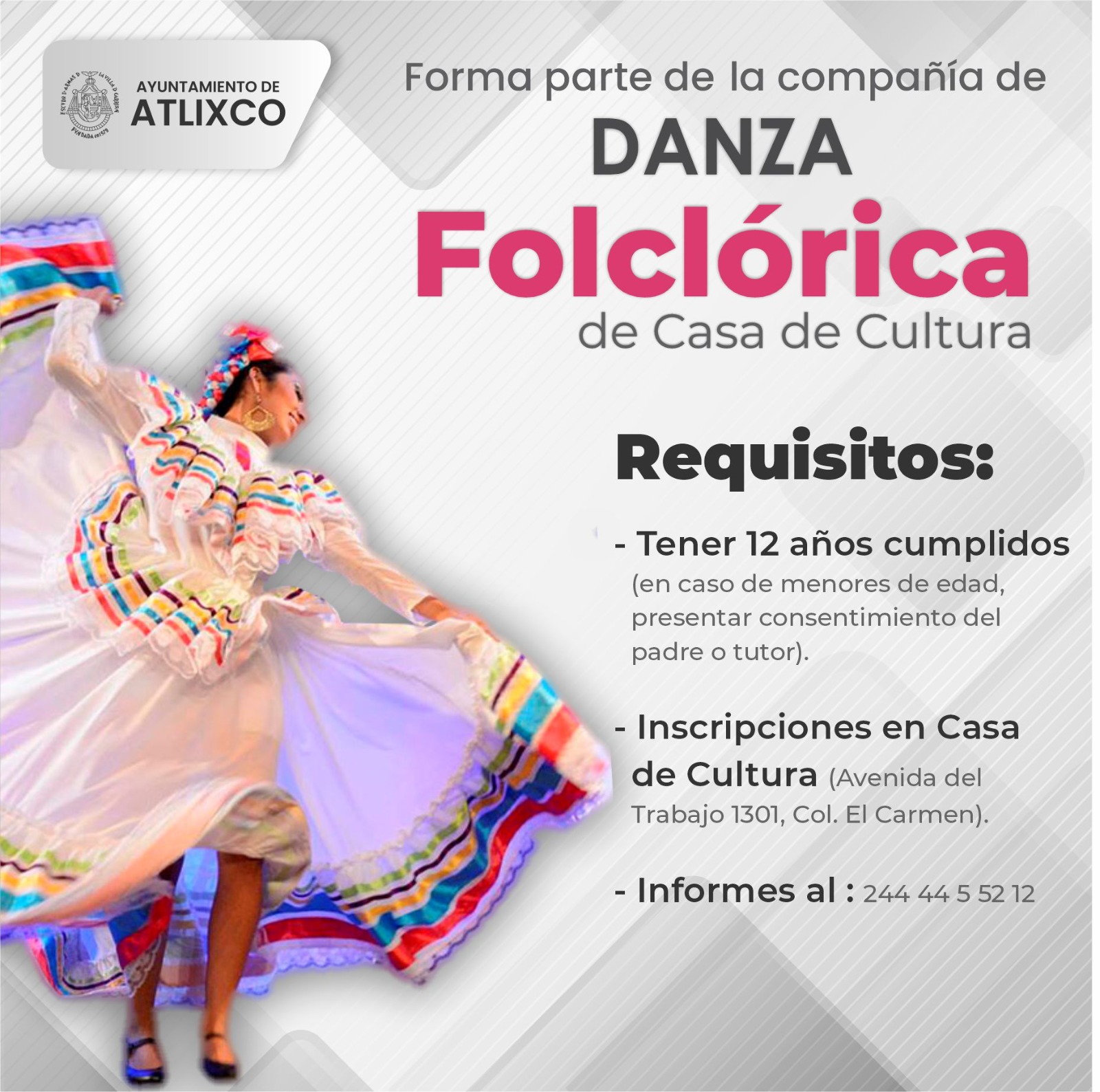 Invitan a formar parte de la compañía de danza folclórica Acapetlahuacan de Atlixco