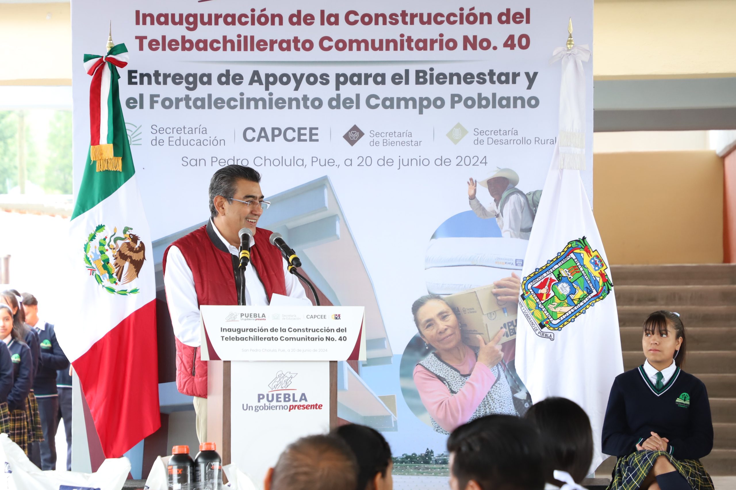 Inaugura Sergio Salomón construcción del Telebachillerato Comunitario 40 en San Pedro Cholula