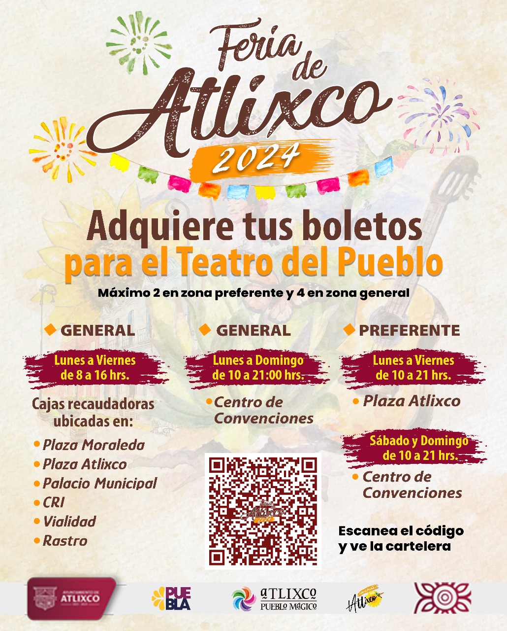 Conoce los puntos de venta de boletos para ver a tu artista favorita en la Feria de Atlixco 2024