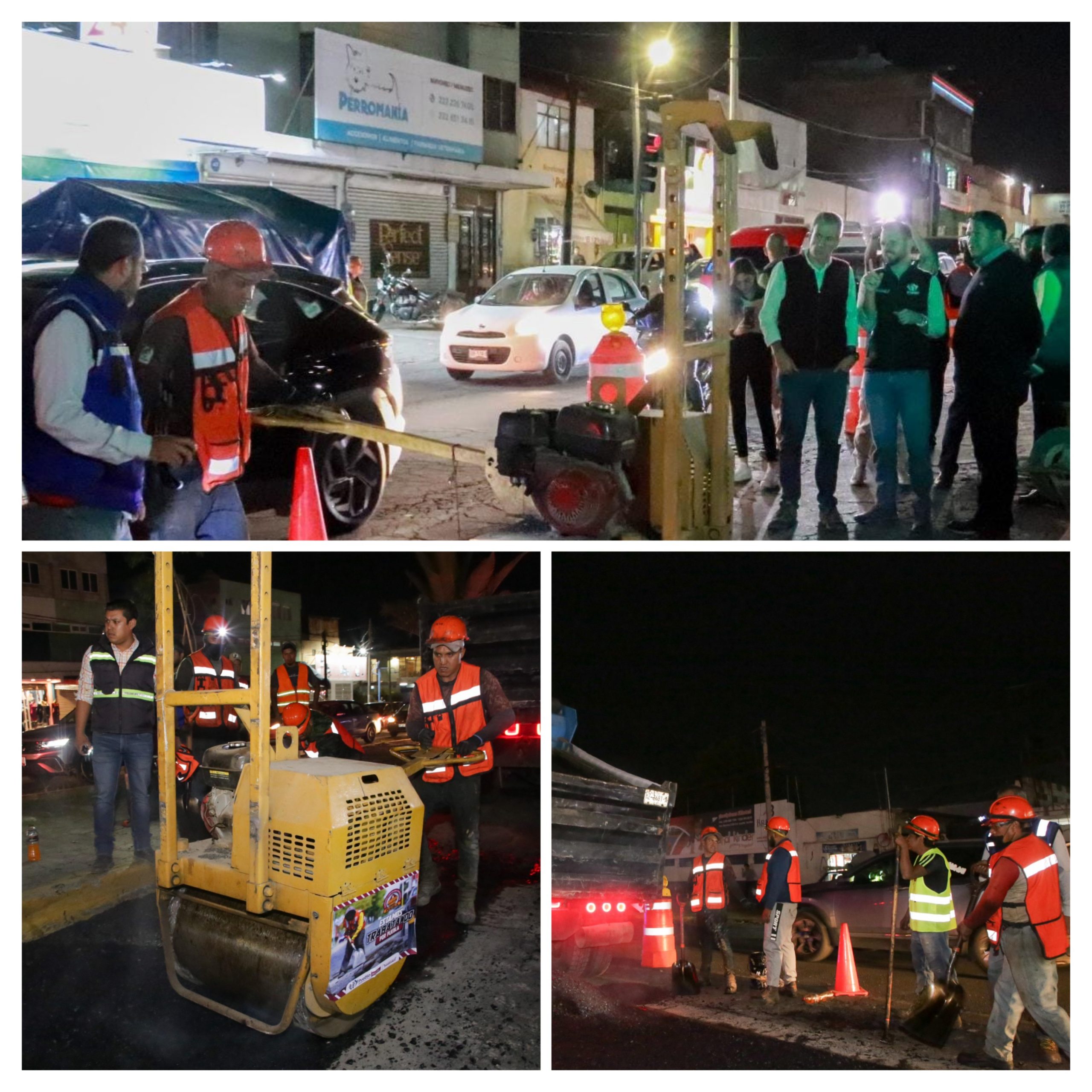 Encabeza Pepe Chedraui supervisión de trabajos de bacheo nocturno en la Capital