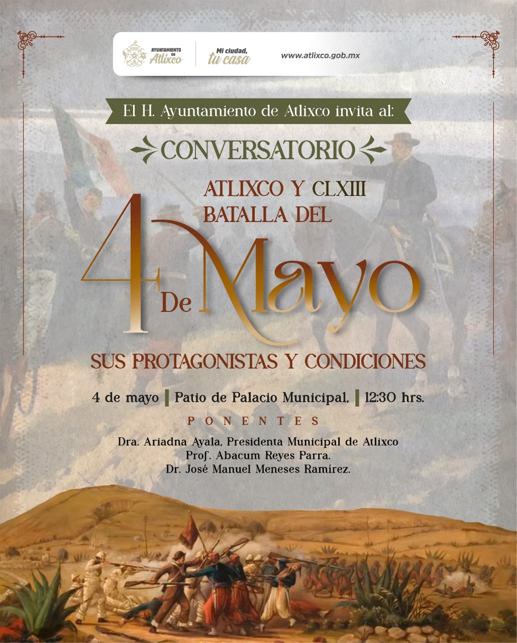 Atlixco conmemora el 163 aniversario de la Batalla del 4 de mayo: «Donde comenzó la gloria» Atlixco conmemora el 163 aniversario de la Batalla del 4 de mayo: «Donde comenzó la gloria»