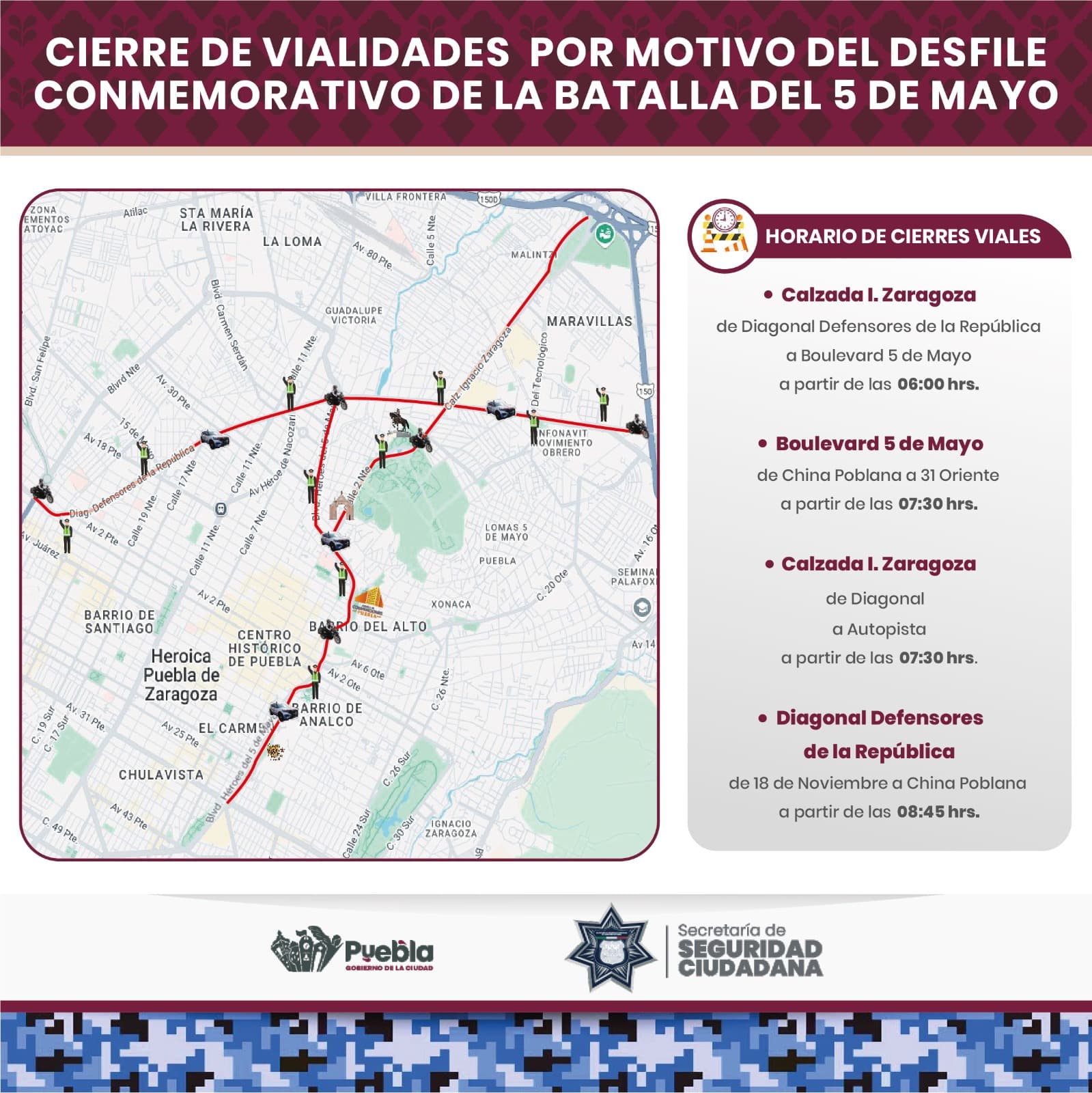 Consulta aquí los cierres viales y vías alternas por el Desfile del 5 de Mayo Consulta aquí los cierres viales y vías alternas por el Desfile del 5 de Mayo