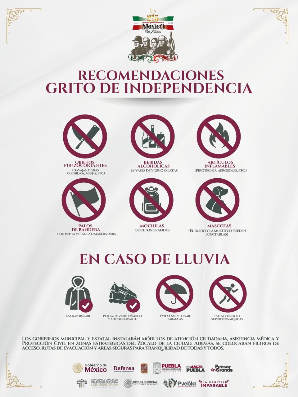 Estos son los objetos que NO podrás ingresar al Zócalo para el Grito de Independencia Estos son los objetos que NO podrás ingresar al Zócalo para el Grito de Independencia