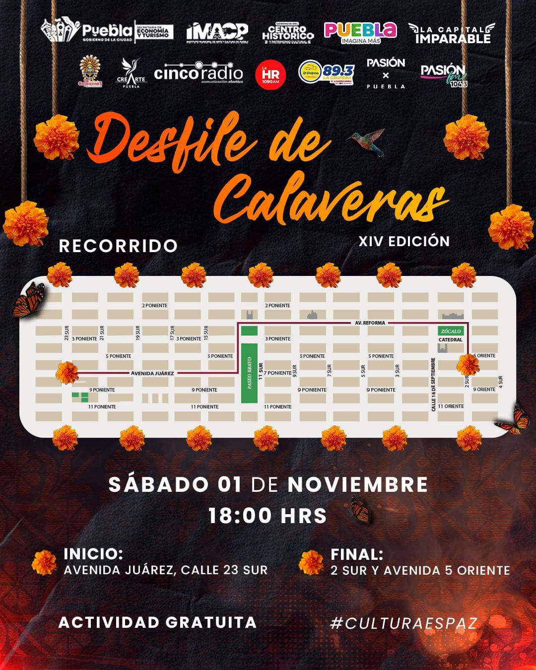 Ya puedes consultar aquí el recorrido del Desfile de Calaveras este 1 de noviembre en Puebla Ya puedes consultar aquí el recorrido del Desfile de Calaveras este 1 de noviembre en Puebla