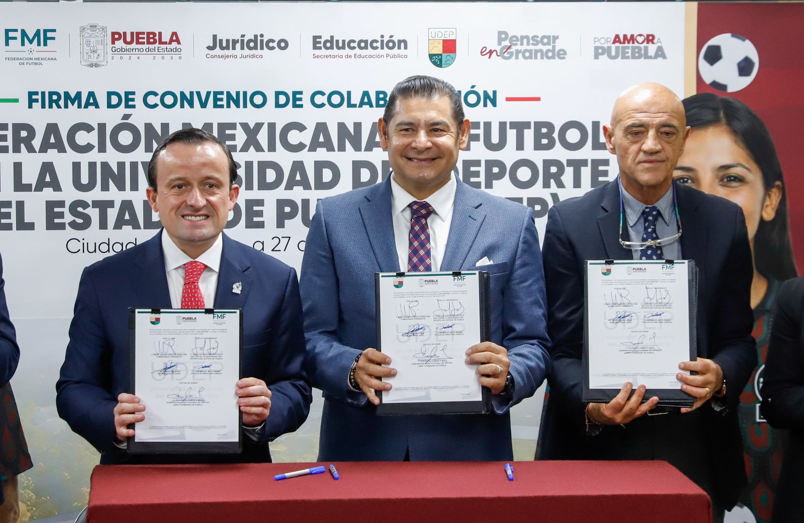Federación Mexicana de Fútbol firma convenio con gobierno estatal para impulsar talentos en Universidad del Deporte del Estado de Puebla