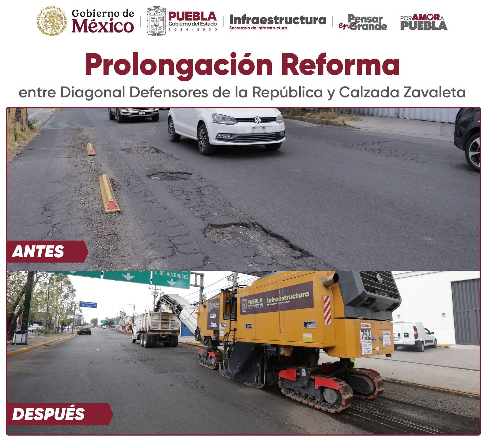 Prolongación Reforma se transforma, pavimentación favorece movilidad de 267 mil poblanos Prolongación Reforma se transforma, pavimentación favorece movilidad de 267 mil poblanos