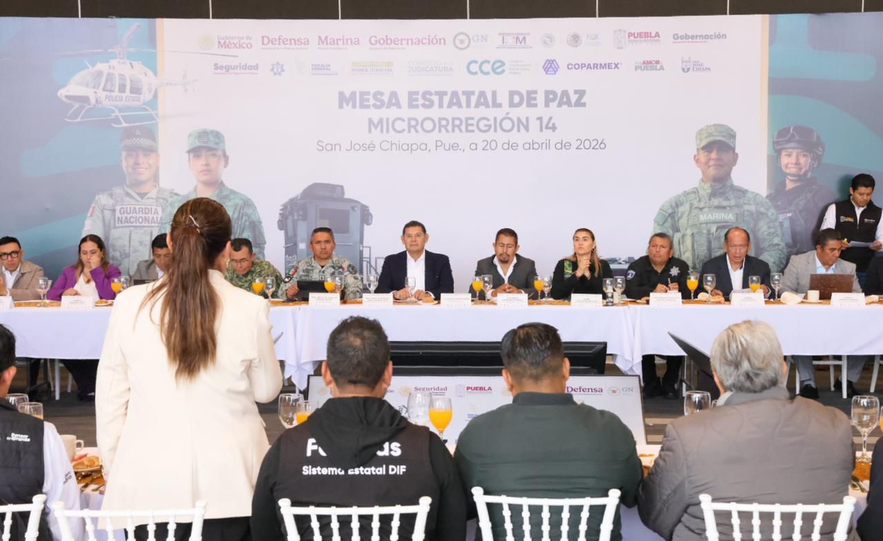 Encabeza Armenta Mesa Regional de Paz en San José Chiapa para fortalecer seguridad en microrregión 14